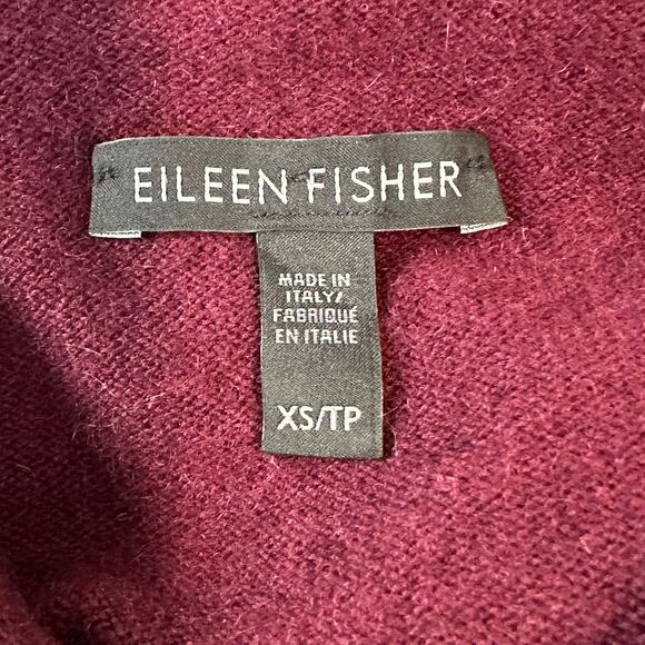 COPY - Eileen Fisher 100% Cashmere Funnel Mock Neck Sweater, Burgundy - Picture 9 of 10